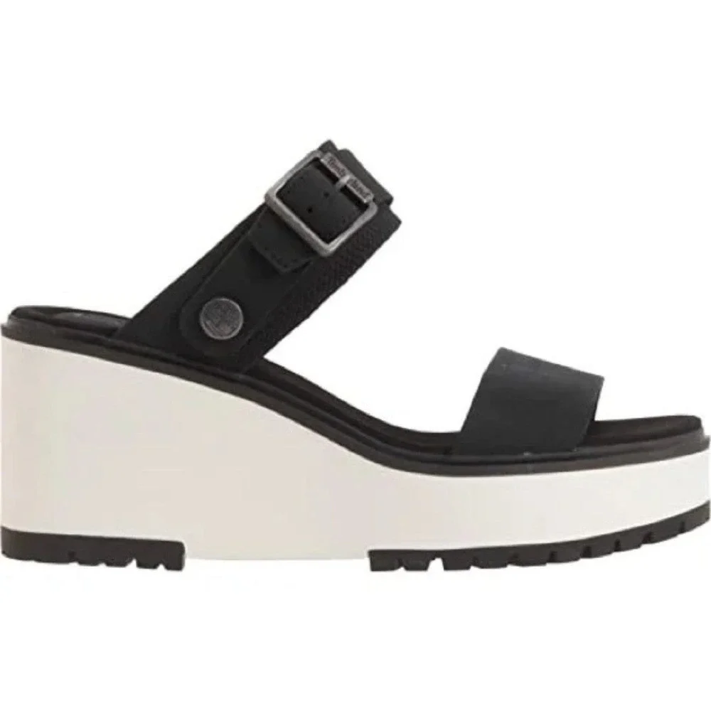 Timberland New Size 8.5M Koralyn Sporty Wedge Sandals in Nubuck‎ Black